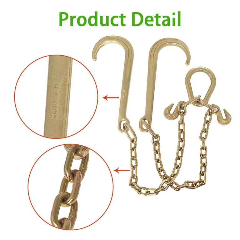 SEBLAFF 5/16 x 10 FT Grade 70 Tow Chain 15 J Hook and T Hook Mini J Hook  Recovery Wrecker Axle Tow Truck Chain