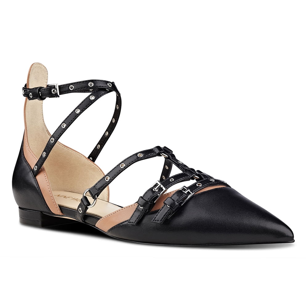 Nine West Womens Aweso Strappy Pointy Toe Flats