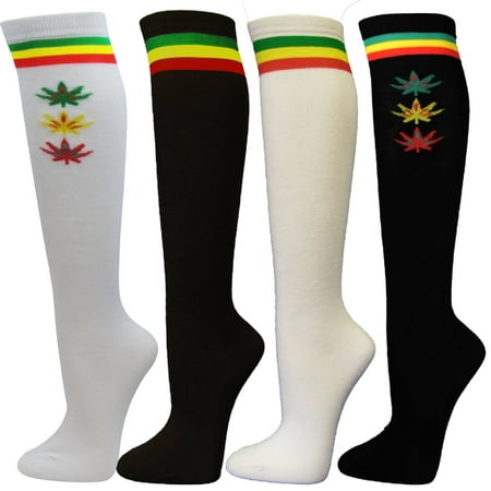 

Ladies Colorful Variety Design Assorted Knee High Stocking Socks (Rasta Style(4 Pairs))