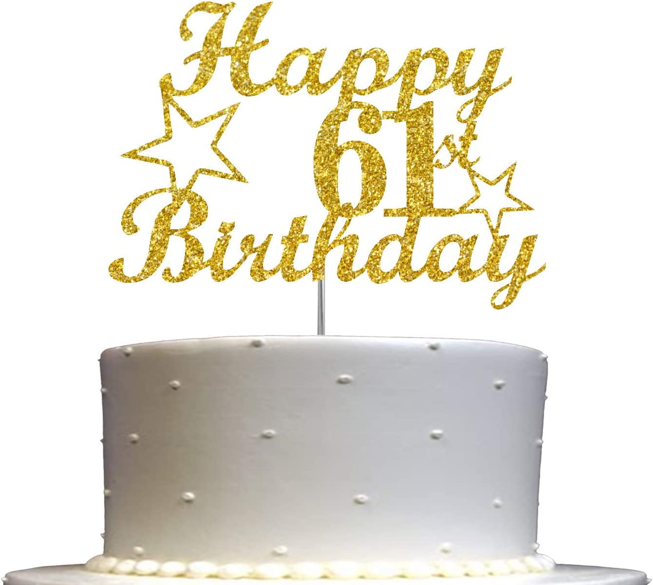 Birthday cake with burning candle number 61 Stock Photo - Alamy