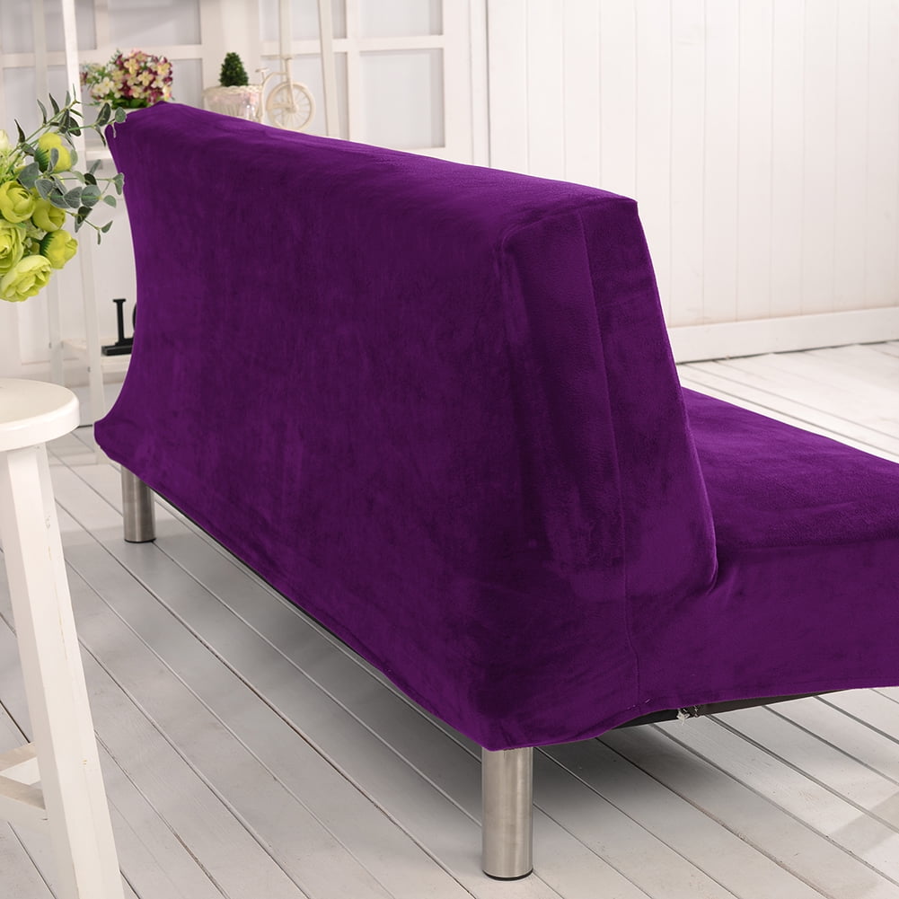 TOPCHANCES Plush Sofa Cover,Sofa Bed Cover Futon Slipcover Solid Color Full Folding Elastic Armless 80 x 50 in