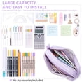 thumbnail image 4 of Rirool Large Capacity Pencil Case with Initial Letter, Expandable Pencil Pouch with Zipper, Cute Aesthetic Pen Bag for School Supplies, Kids Teen Girls Adults Purple, 4 of 6
