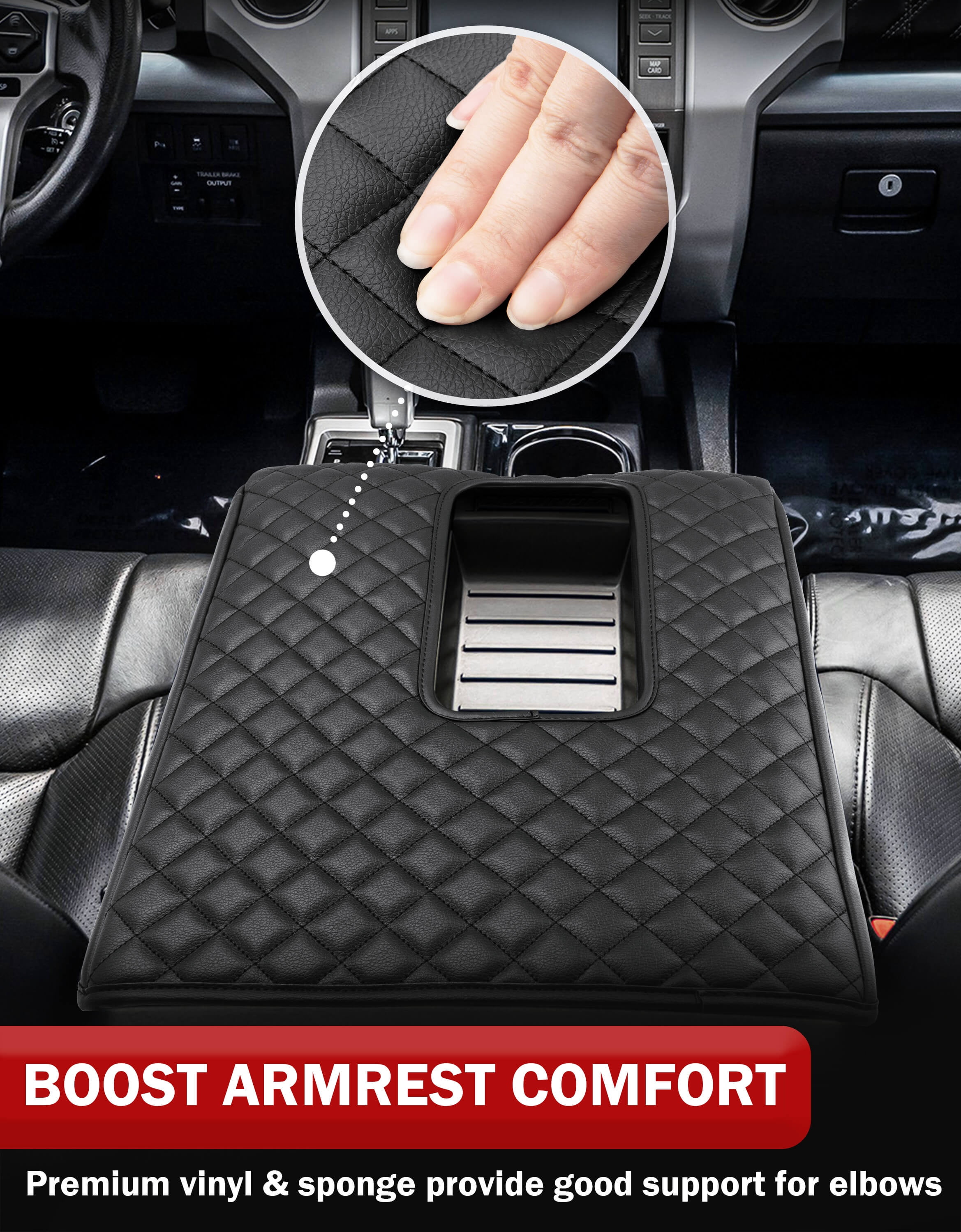 KBH Center Console Cover for Toyota Tundra 2014-2021, Car Armrest Cushion Pad for Tundra Accessories, Anti-Scratch Leather Middle Console Cover