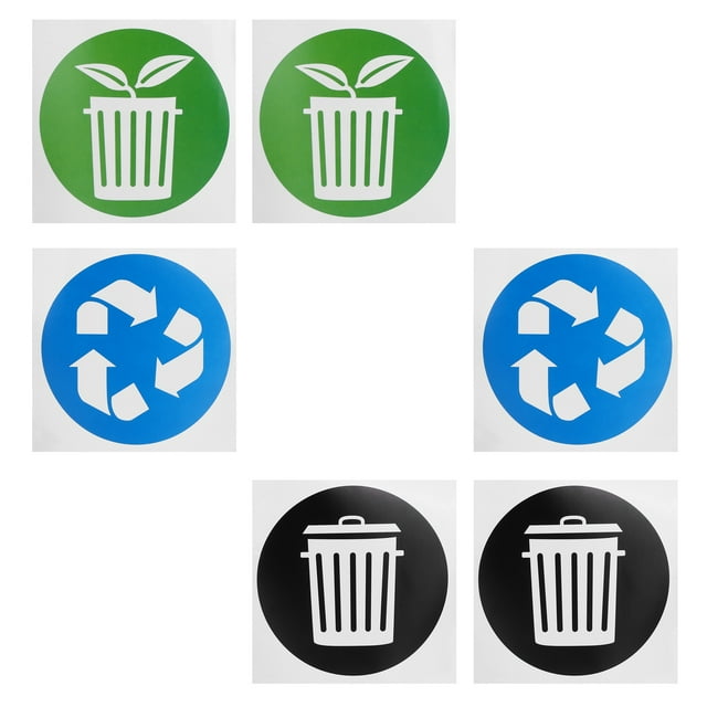 Pegatinas para botes de basura, 60 unidades/juego, pegatinas circulares para recolección de basura, pegatinas para cubos de basura, muy versátiles