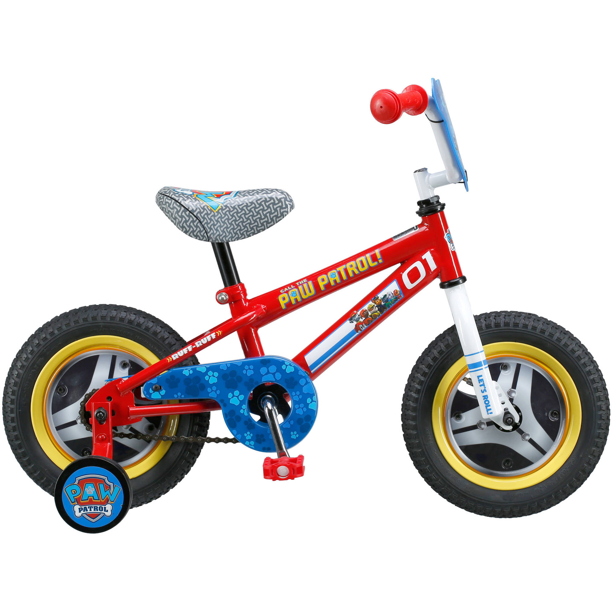 Featuring Chase on a Silver Steel Frame Nickelodeon Paw Patrol Bicycle for Kids 