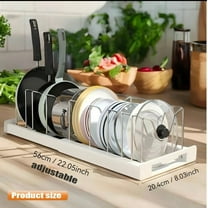 Pots and Pans Organizer Under Cabinet - Pot Lid Holder, Expandable Pan Organizer for Cabinet, Pot Rack with  Adjustable Compartments for Kitchen Cabinet, Frying Rack, Lid, Cookware,1 Pcs