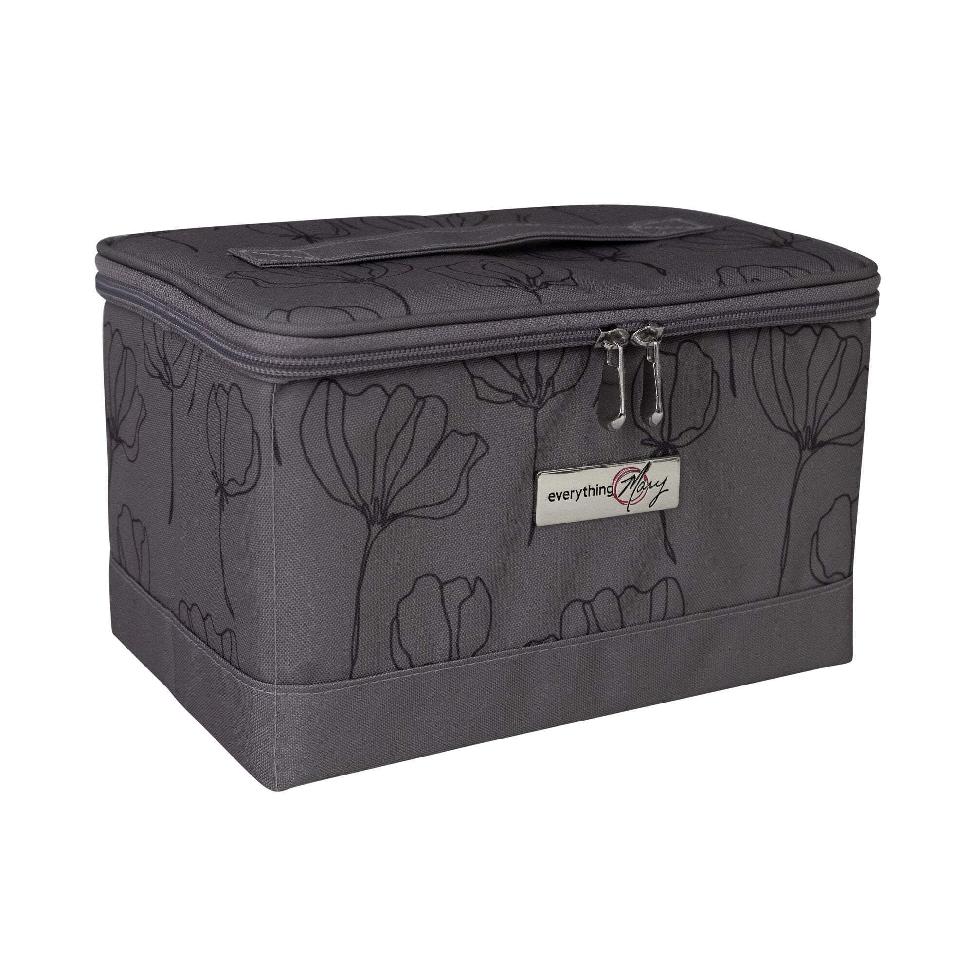 Collapsible Sewing Kit Organizer Box, Grey Floral