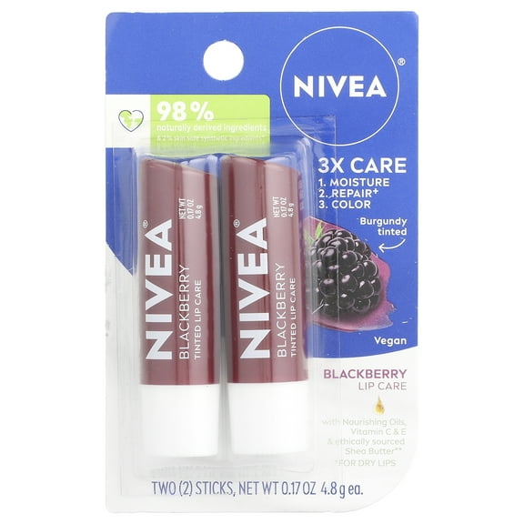 Nivea Tinted Lip Care, Blackberry, 2 Pack, 0.17 oz (4.8 g) Each