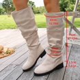 thumbnail image 5 of FRSASU Women's Fashion Casual Winter Style Round-Toe Thick-Heeled Low-Heeled Mid-Calf Boots White, 5 of 9