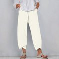 thumbnail image 2 of HAiming Women's Plus Size Capris Pants Elastic High Waisted Wide Leg Pants Casual Comfy Loose Crop Trouser with Pocket, 2 of 5