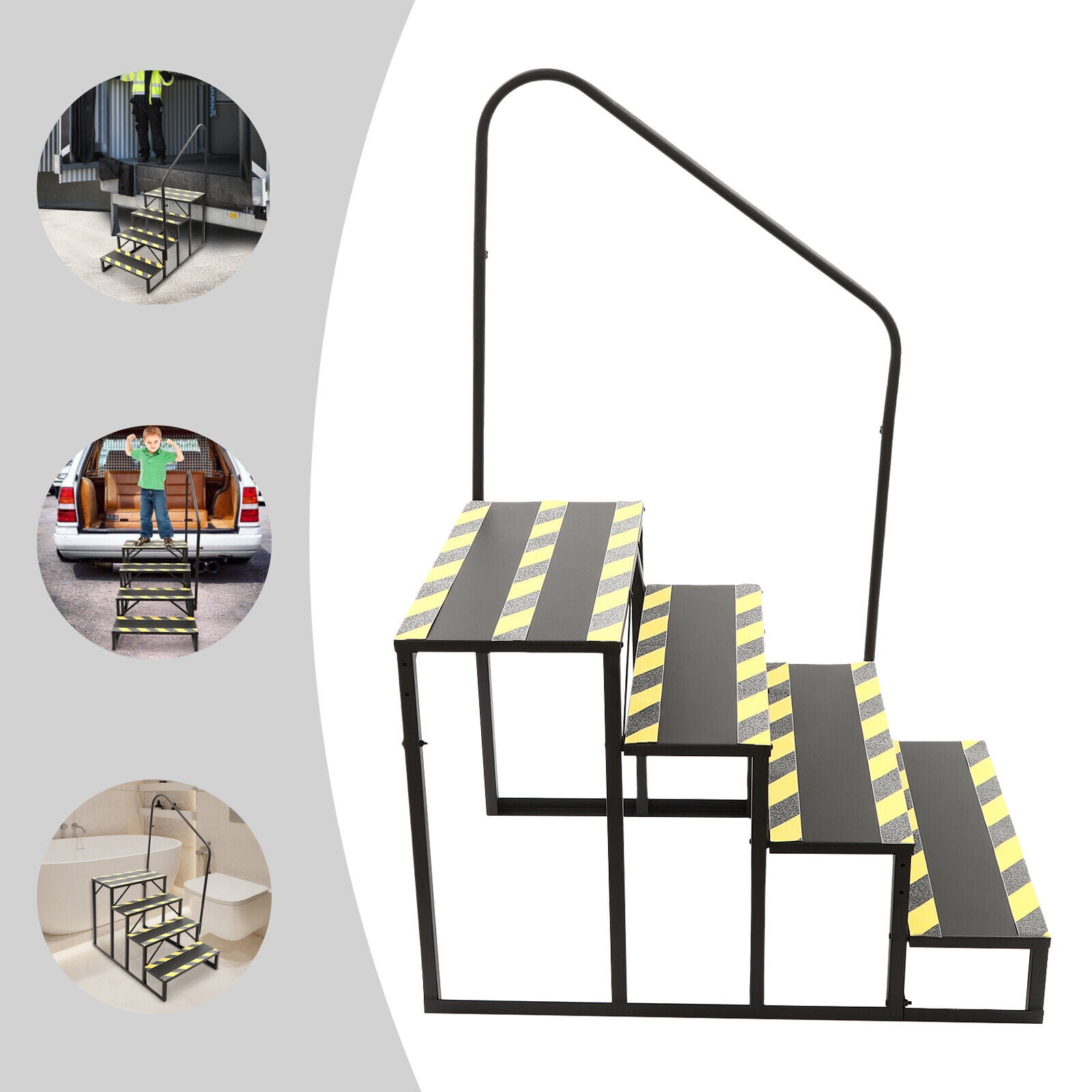 Miumaeov 4-Steps Ladder W/ Handrail Portable Swimming Pool Ladder Above Ground Stair Step Stool for Travel Trailer