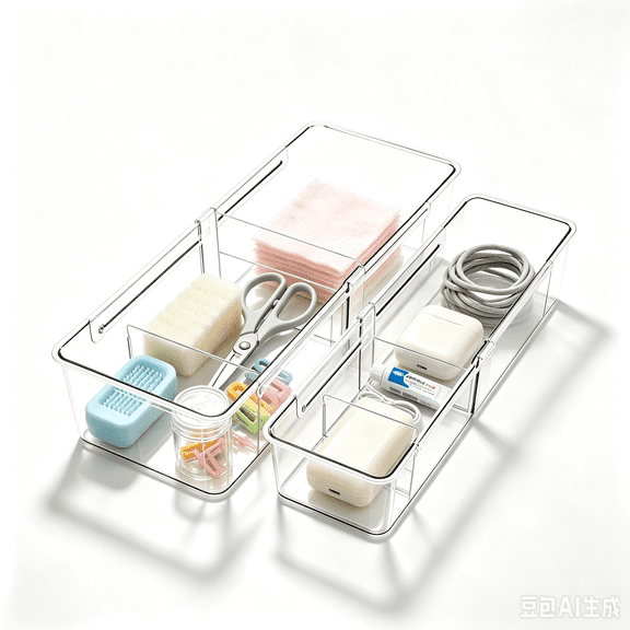 Expandable Clear Drawer Organizer Bins, Adjustable Storage Trays with Removable Dividers for Kitchen, Makeup and Desk Storage