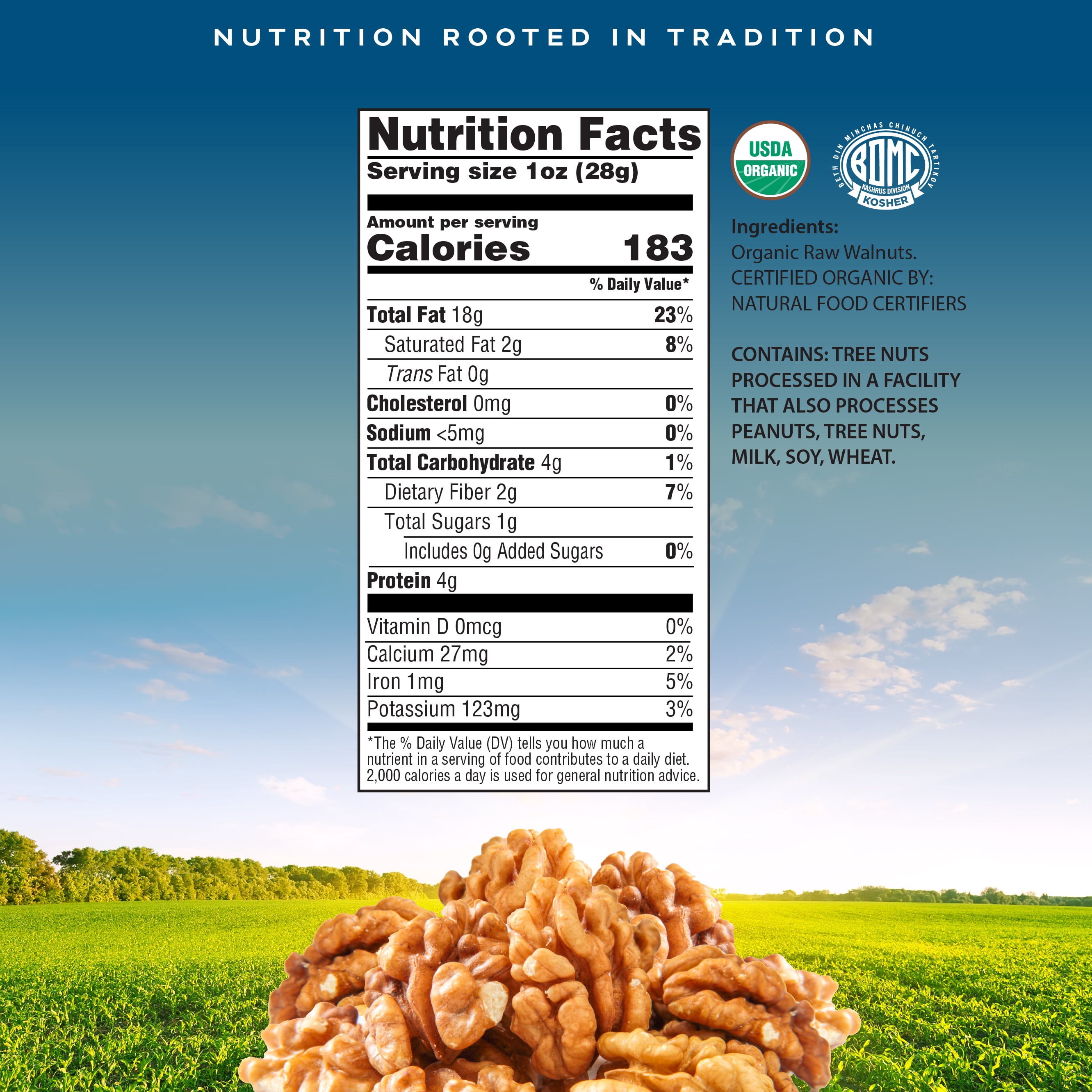 Crop By Pop - Organic Walnuts USDA Organic Non GMO (32 oz 2 Lbs) All Natural, Keto, Vegan, Kosher