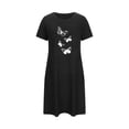 thumbnail image 4 of HomeGardon Women's Sleepwear Nightgowns for Women,Fashion Print Medium Length Dress Oversized Short Nightgown Fashion Chest Print Short Sleeve Nightdress,S-XXL, 4 of 6