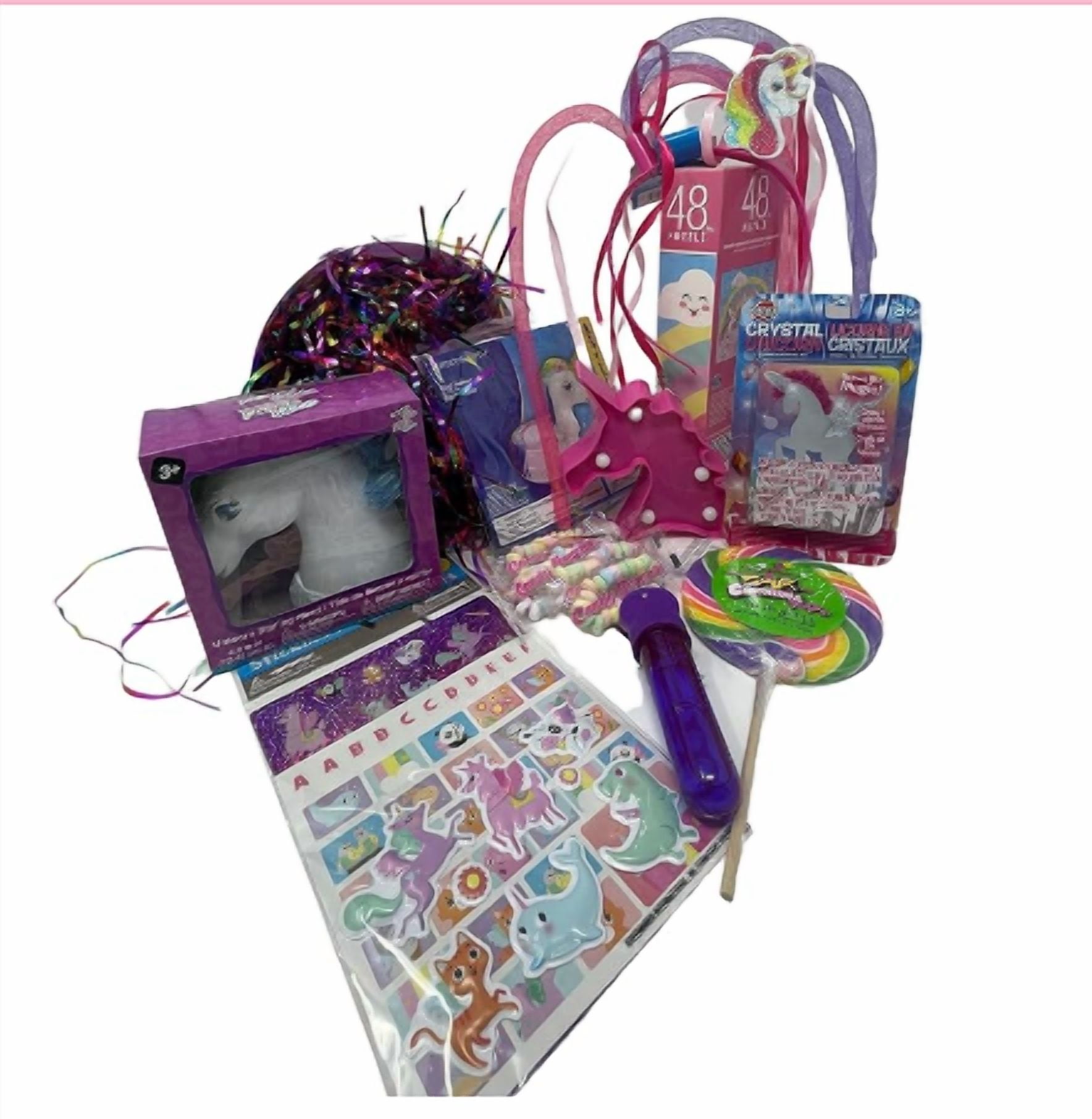 Unicorn Purple Gift Basket Stocking Stuffer Decoration Party Favor Surprise Basket Prize Gathering Carnival Classroom Rewards Filler Fun Party Birthday Supplies Assorted Gifts Set of 1