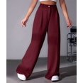 thumbnail image 5 of Women'S Dressy Trousers Solid Color Straight Leg Suit Pants Wine Red L, 5 of 9