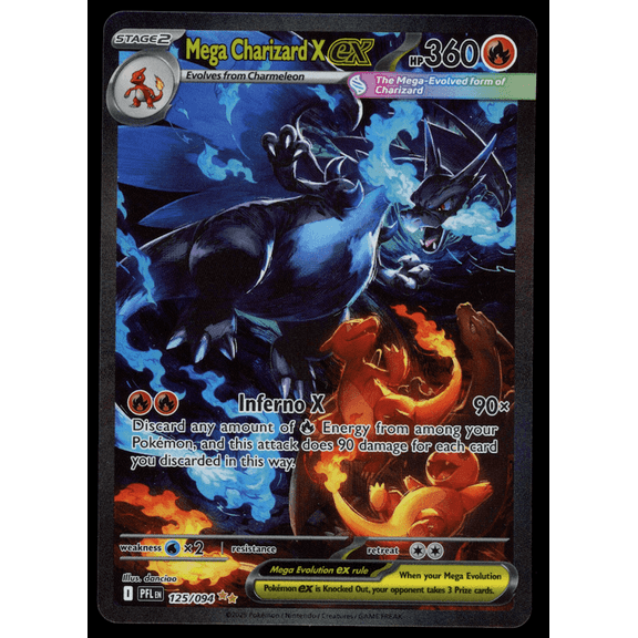 Collectible 2025 Mega Evolution Phantasmal Flames Mega Charizard X EX Secret Rare SAR #125/94