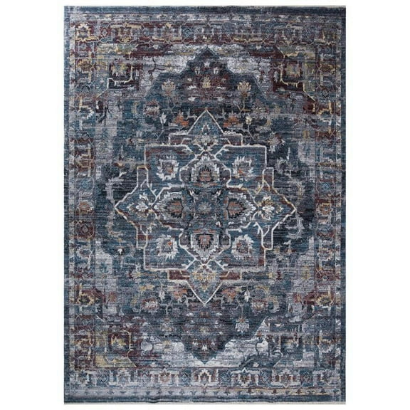 Allstar Living Room Area Rug with Heriz design in Blue