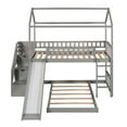thumbnail image 6 of Twin Bunk Bed with Slide, Twin Over Twin Bunk Bed with Stairs, House Bunk Bed with Slide and Stairs, Wood Slats Support Bed Bedroom Furniture, No Box Spring Needed, Gray, 6 of 7