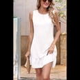 thumbnail image 4 of Vestido de Verano Sin Mangas para Mujer, Cuello Redondo, Volantes Escalonados, Lazo, Espalda Descubierta, Corte A, Fluido, , Talla M, 4 of 10