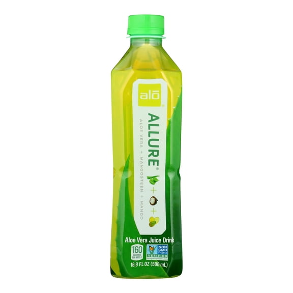 Alo - Original Allure Aloe Vera Juice Drink - Mangosteen and Mango - Case of 12 - 16.9 fl oz.