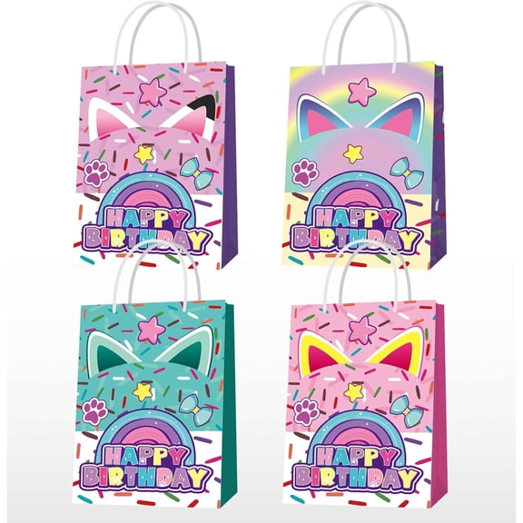 Cartoon Cat Party Gift Bags 12pcs Doll-house Theme Gift Bags for Birthday Party Decorations Favors Supplies
