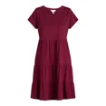 thumbnail image 4 of Time and Tru Women's and Women's Plus Tiered Cotton Mini Dress, Sizes XS-4X, 4 of 4