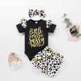 thumbnail image 2 of TAIAOJING Toddler Baby Girl Clothes Summer Fashion Letter Romper+Leopard Bow Shorts Outfits For Girl 6-9 Months, 2 of 9