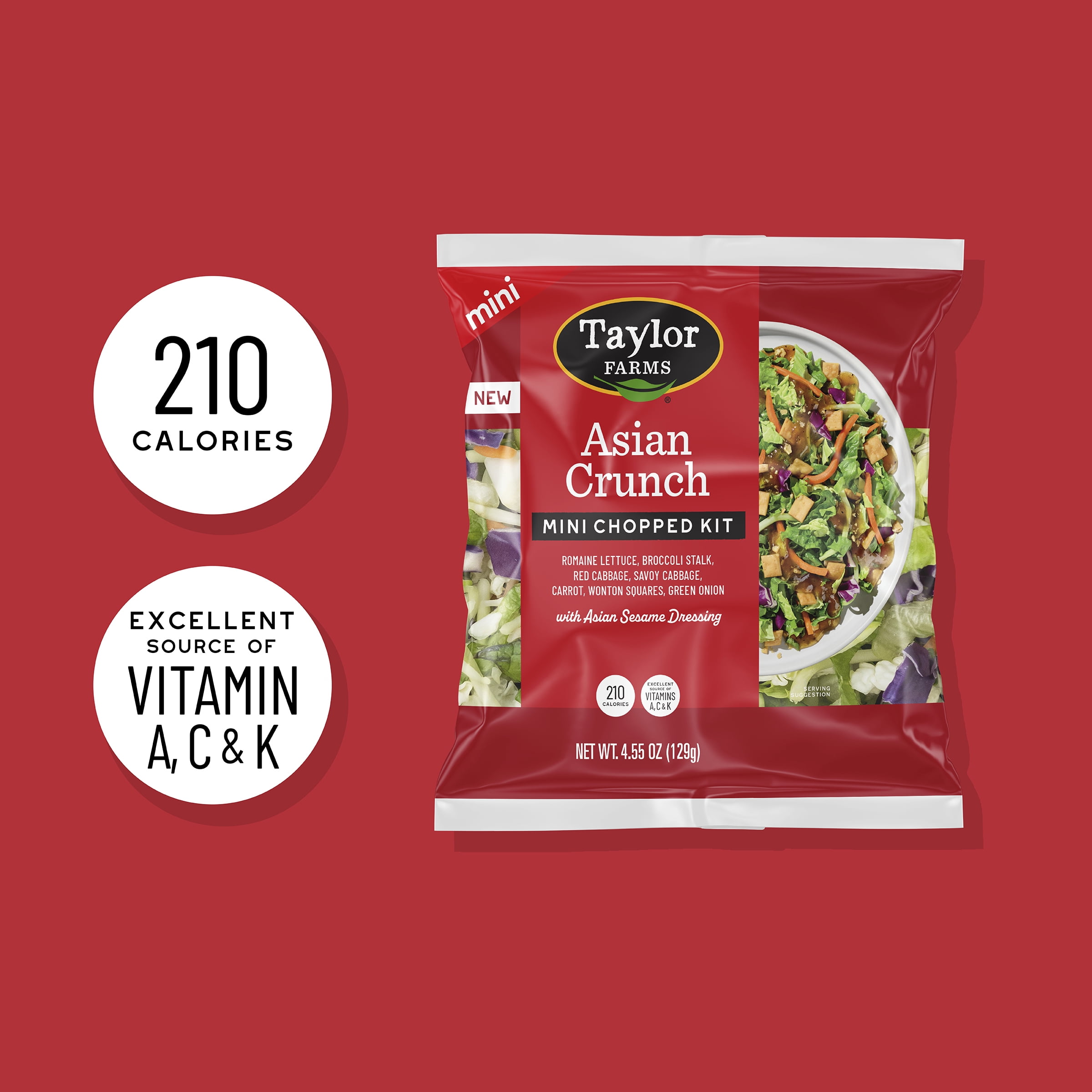 Taylor Farms Asian Crunch Mini Chopped Salad Kit, 4.55 o, Fresh