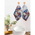 thumbnail image 2 of Independence Day Gnomes Kitchen Dish Towels for Drying Dishes Set of 3, Red Blue Floral Gray Wood Waffle Weave Microfiber Hand Tea Bathroom Towels Quick Dry & Absorbent Towel 12x12, 2 of 7