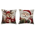 thumbnail image 2 of Christmas Pillow Covers 18x18 Set of 2, Rustic Santa SnowmanTeddy Bear Reindeer Winter Hoilday Decorative Throw Pillow Covers for Home Bedroom Living Room(C), 2 of 6