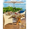 thumbnail image 5 of Fsddascl Burnt Orange Yellow Outdoor Tablecloth - 60x102 Inch Rectangle Dining Table Cover, Ethnic Flowers Modern Abstract Waterproof Outdoor Table Cloth with Umbrella Hole & Zipper for Picnic/Patio, 5 of 7