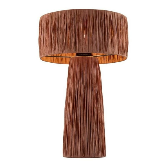 Maklaine Transitional Fabric Raffia Brick Red Finish Table Lamp