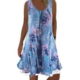 thumbnail image 1 of DYMADE Womens Fake Two Hem Sleeveless Floral Swing Tank Dress, 1 of 2