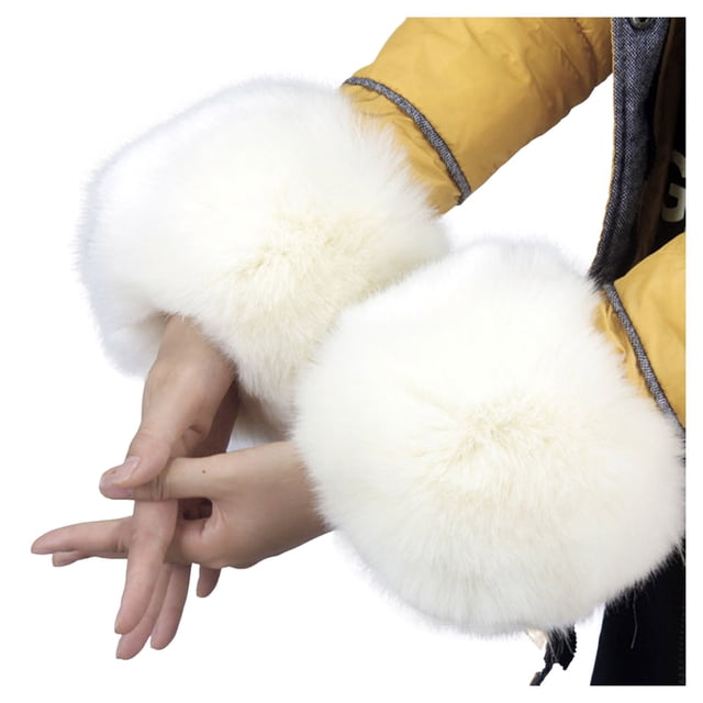 Fgnfyis Chauffe-Bras en Fourrure Imprimé Léopard pour Femmes, Style Mode et Temps Froid, Beige