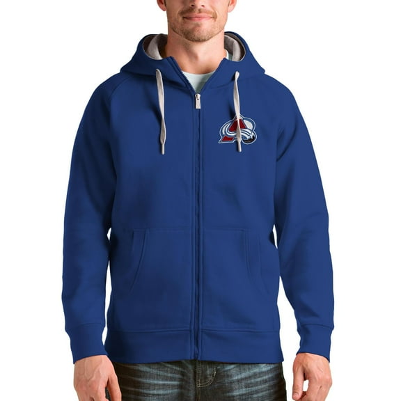 Men's Antigua Royal Colorado Avalanche Logo Victory Full-Zip Hoodie
