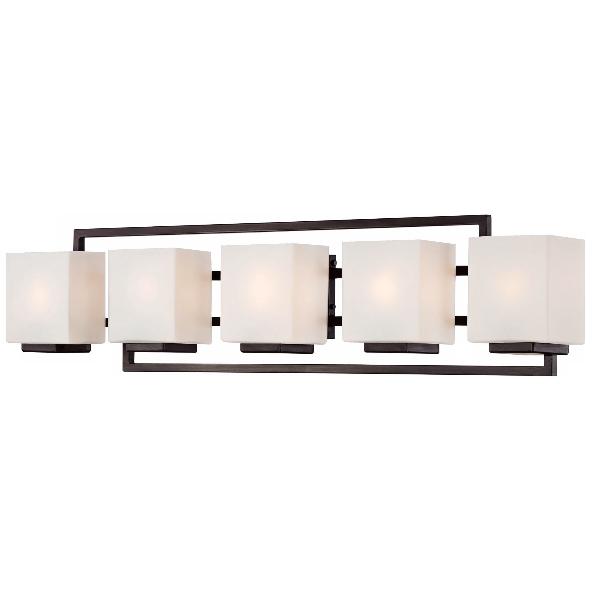 Possini Euro Design Lighting on the Square Modern Wall Light Bronze Hardwire 37" 5-Light Fixture Opal Glass Shade for Bedroom Bathroom Vanity Home