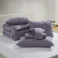 thumbnail image 2 of LammaLoe King Size comforter Sets, 7 Piece Bed In A Bag Pintuck Bedding Sets, Grayish Purple, 2 of 6