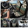 thumbnail image 2 of Garronmavis 15pcs Southwest Aztec Trendy Automobile Interior Sets Car Front Seat Cover Rear Bench Cover Steering Wheel Cover Seat Belt Cover Coasters Air Vent Phone Holder Trash Can, 2 of 7