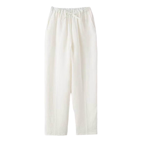 White Straight Leg Basic Long Leg Brunch Pants for Mens Summer Fall Spandex Loose Fit Pants Man 2025 Clothing XXL