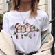 thumbnail image 3 of Camiseta de Reno de Navidad para mujer, ropa de talla grande, Camisetas estampadas blancas 2021, 3 of 5