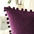 thumbnail image 2 of Phantoscope Pom Pom Velvet Series Decorative Throw Pillow, 18" x 18", Dark Purple, 2 Pack, 2 of 6