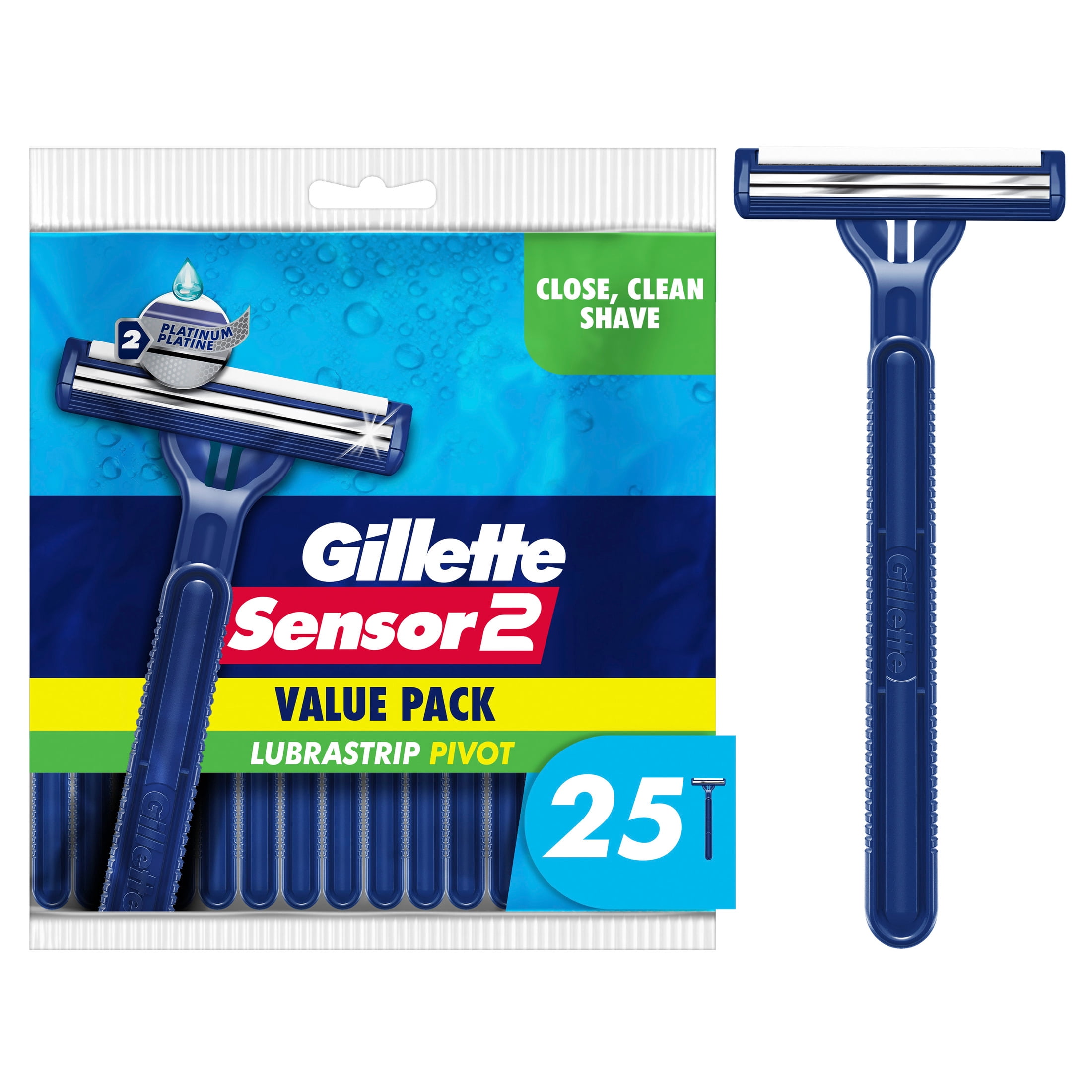 Gillette Sensor2 Disposable Razor for Men Blue with Twin Blades