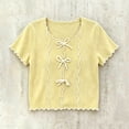 thumbnail image 6 of yillto Short Sleeve Tee for Girls Round Neck Shirts Bow Ruffle Sleeve Summer Cute Tops 3-14 Years, 6 of 7