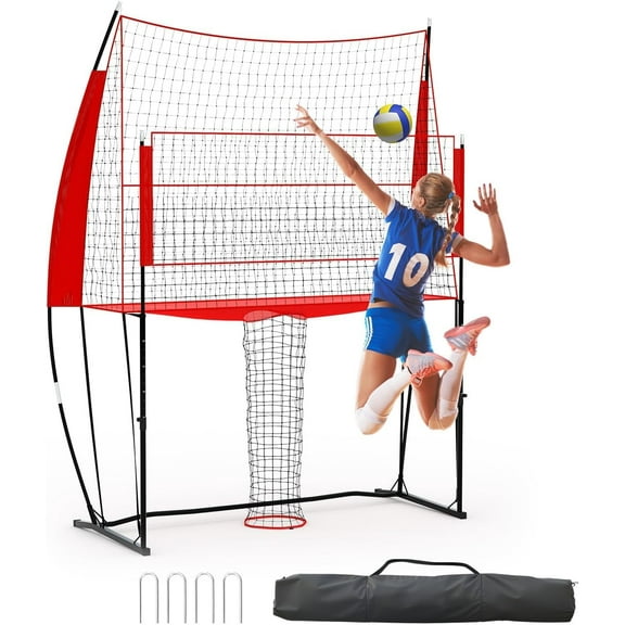 Shininglove 8x11 ft Adjustable Height Volleyball Net System - Heavy-Duty Polyester Net with Steel/Fiberglass Frame, Portable Training Net with Carry Bag for Indoor/Outdoor Play