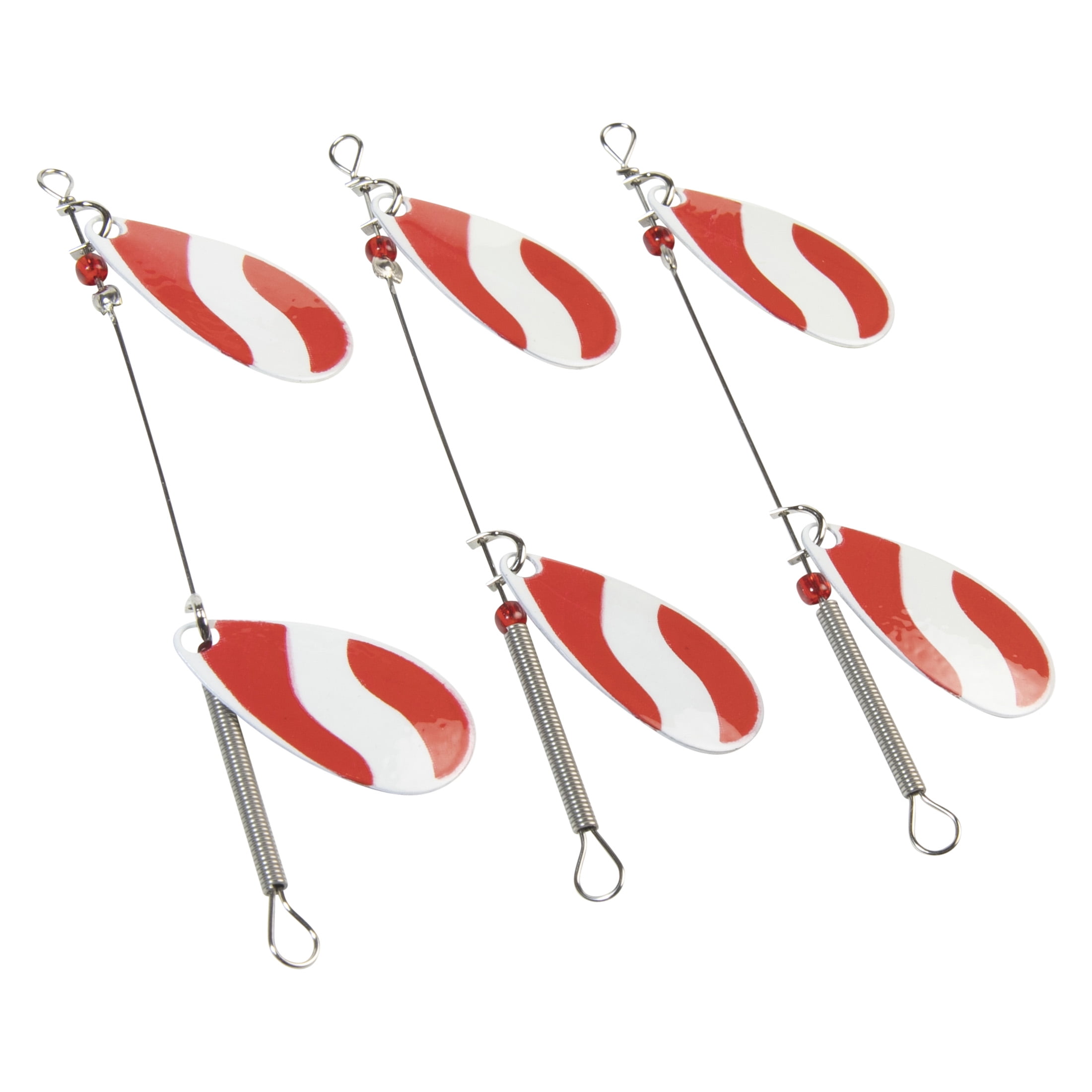 Lucky Strike Baitworks #3 Red & White Double Spinner - 3-pack - Fishing Spinner