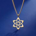 thumbnail image 2 of Chakra Lotus Flower Star of David Hebrew Pendant Necklace Religious Amulet Stainless Steel Women Jewish Jewelry Gift, 2 of 5