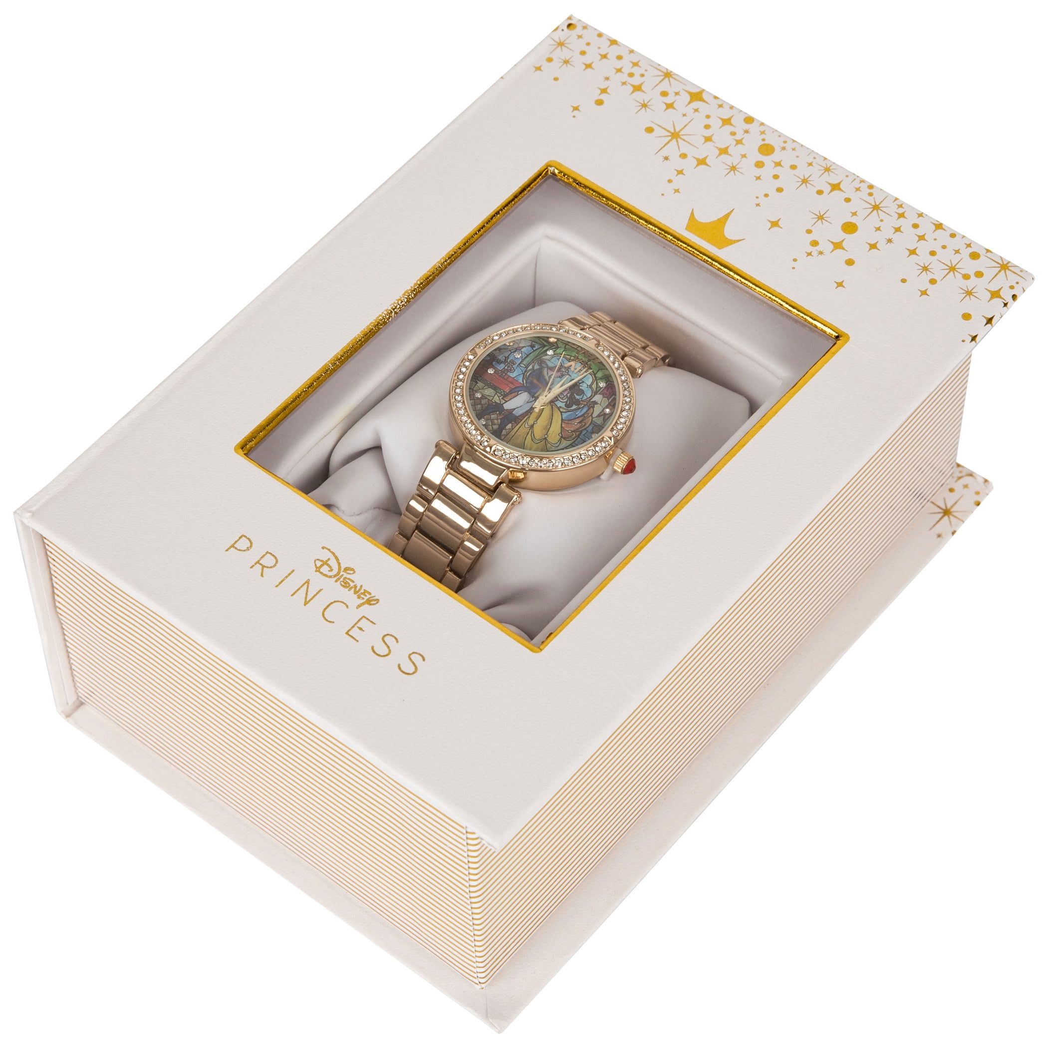 Disney Beauty and The Beast Gold-Tone Crystal Bezel Watch Disney 100 Year Anniversary Beauty and The Beast Watch with  main image 2