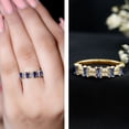 thumbnail image 3 of Rosec Jewels Lab Grown Blue Sapphire Half Eternity Ring for Women - Baguette Sapphire Diamond Ring - AAAA Quality, 14K Yellow Gold, US 8.50, 3 of 9