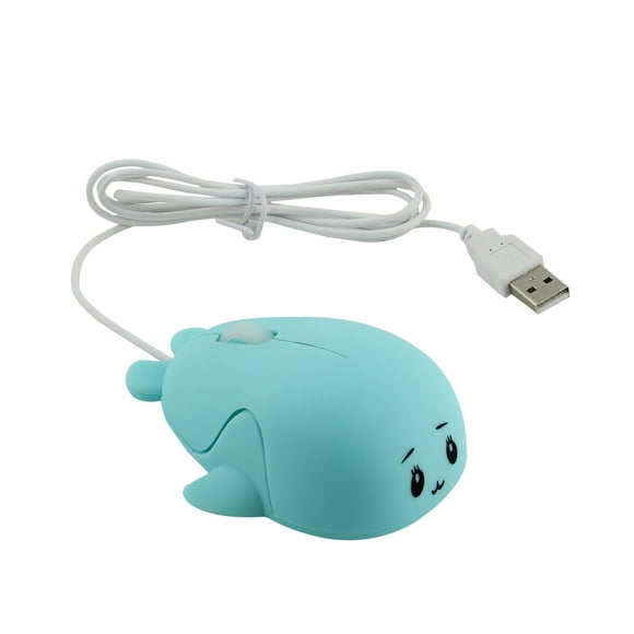 SHARE SUNSHINE Wired Mouse, Cute Animal Dolphin Shaped Computer Mouse, Portable 1600DPI Optical USB Corded Mouse for Laptop PC Desktop Computer (Blue)